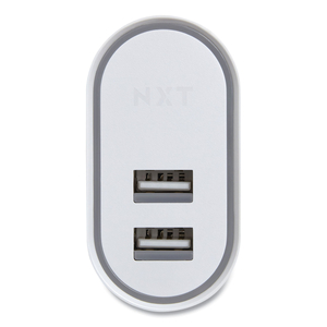 WALL CHARGER, TWO USB-A PORTS, WHITE by NXT Technologies