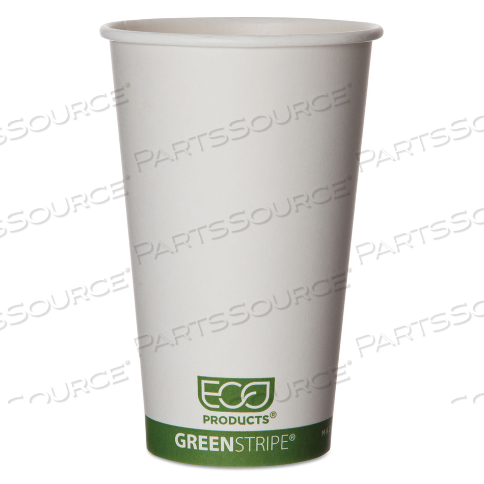 GREENSTRIPE RENEWABLE AND COMPOSTABLE HOT CUPS, 16 OZ, by Eco-Products GREENSTRIPE RENEWABLE AND COMPOSTABLE HOT CUPS, 16 OZ, by Eco-Products
