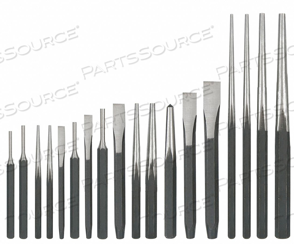 PUNCH AND CHISEL SET, SET TYPE PUNCH AND CHISEL SET, TYPES INCLUDED CENTER PUNCH, DRIFT PUNCH, FLAT CHISEL, PIN PUNCH, STARTING PUNCH, NUMBE by Westward