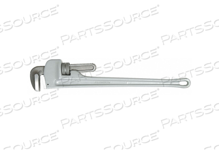 STRAIGHT PIPE WRENCH, ALUMINUM, NATURAL, JAW CAPACITY 5 IN, SERRATED, OVERALL LENGTH 36 IN, I-BEAM, TETHER CAPABLE, INSULATED NO, NON-MAGNET by Westward STRAIGHT PIPE WRENCH, ALUMINUM, NATURAL, JAW CAPACITY 5 IN, SERRATED, OVERALL LENGTH 36 IN, I-BEAM, TETHER CAPABLE, INSULATED NO, NON-MAGNET by Westward