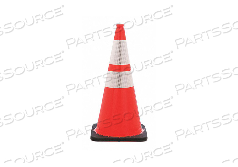TRAFFIC CONE, NIGHT OR HIGH SPEED ROADWAY (45 MPH OR HIGHER), REFLECTIVE, 28 IN CONE HT, ORANGE, PVC by JBC Safety Plastic, Inc. TRAFFIC CONE, NIGHT OR HIGH SPEED ROADWAY (45 MPH OR HIGHER), REFLECTIVE, 28 IN CONE HT, ORANGE, PVC by JBC Safety Plastic, Inc.