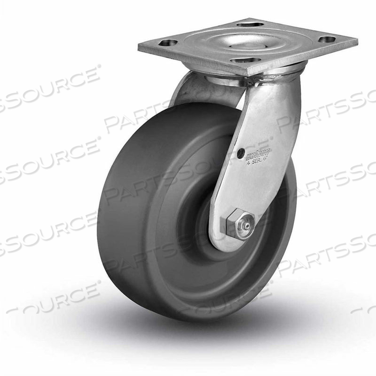 4 SERIES SWIVEL PLATE CASTER - SOLID ELASTOMER 4" DIA. 1000 LB. CAP. 