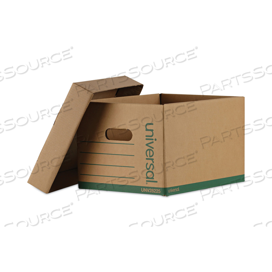 PROFESSIONAL-GRADE HEAVY-DUTY STORAGE BOXES, LETTER/LEGAL FILES, KRAFT/GREEN, 12/CARTON 