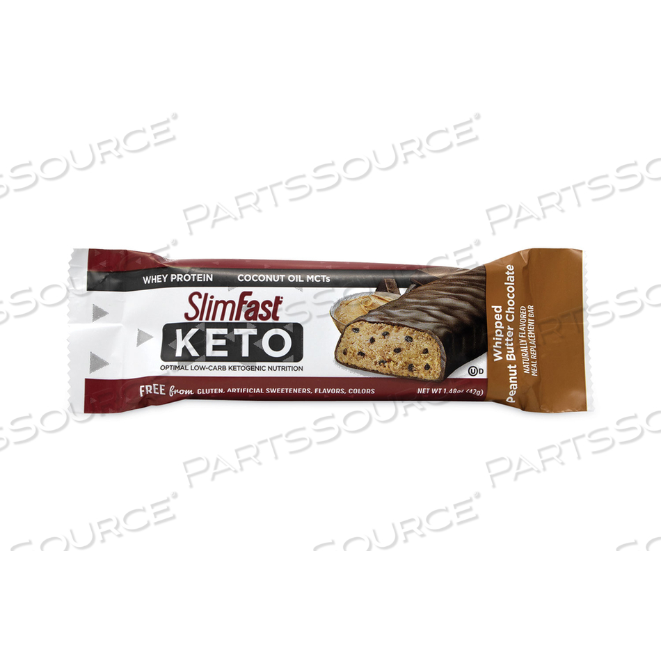 WHIPPED PEANUT BUTTER CHOCOLATE KETO MEAL BAR, 1.48 OZ BAR, 5 BARS/BOX, 2 BOXES 