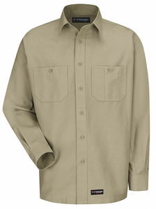 LONG SLEEVE SHIRT KHAKI POLYESTER/COTTON by Wrangler LONG SLEEVE SHIRT KHAKI POLYESTER/COTTON by Wrangler