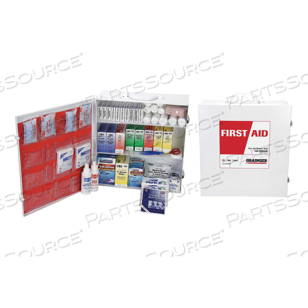 FIRST AID KIT AND HOUSING, 760 COMPONENTS, ANSI/ISEA Z308.1-2009, TYPE I/II by Approved Vendor