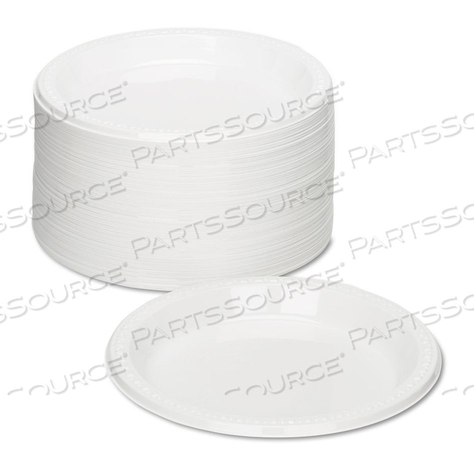 PLASTIC DINNERWARE, PLATES, 9" DIA, WHITE by Tablemate PLASTIC DINNERWARE, PLATES, 9" DIA, WHITE by Tablemate