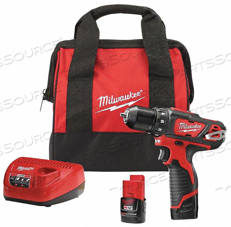 CORDLESS DRILL KIT, 0 TO 275 IN-LB, 3/8 IN CHUCK, KEYLESS, 1.5 AH, 400 TO 1500 RPM, PLASTIC HANDLE,METAL CHUCK, PISTOL GRIP by Milwaukee Electric Tools