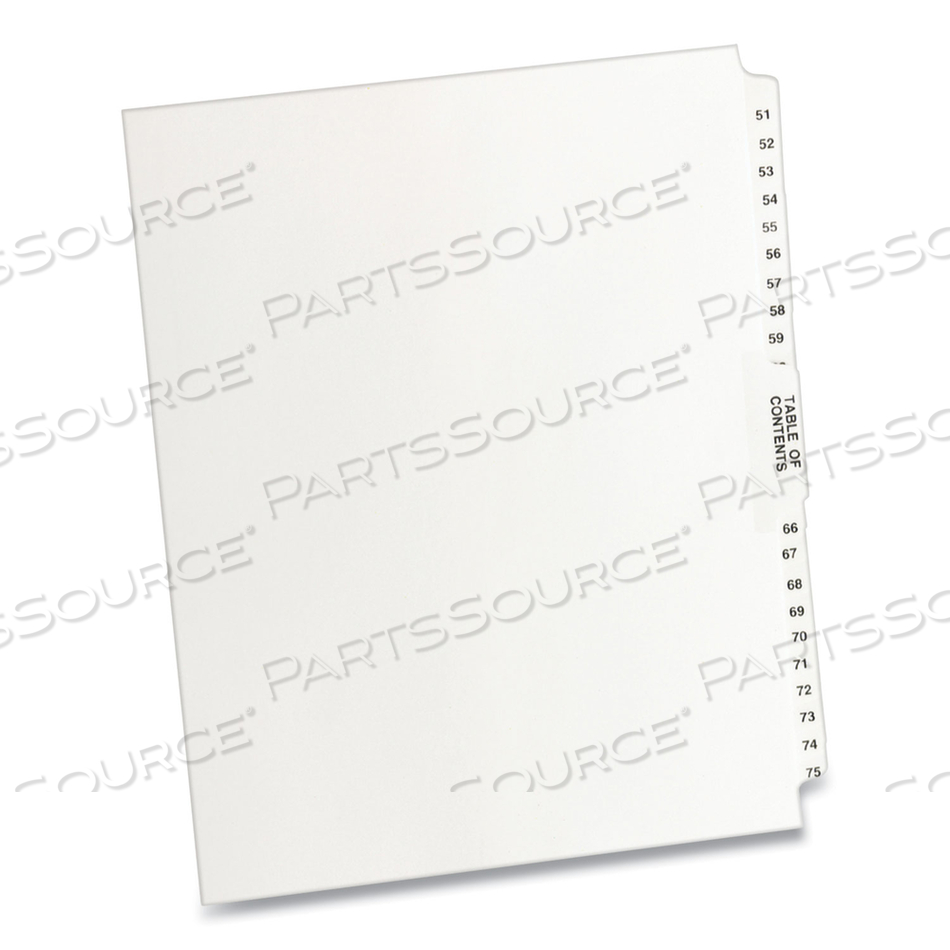 PREPRINTED LEGAL EXHIBIT SIDE TAB INDEX DIVIDERS, AVERY STYLE, 26-TAB, 51 TO 75, 11 X 8.5, WHITE, 1 SET by Avery