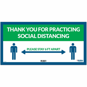 GREEN THANK YOU FOR SOCIAL DISTANCING SIGN, 24"W X 12"H, ADHESIVE VINYL by The Magnet Group GREEN THANK YOU FOR SOCIAL DISTANCING SIGN, 24"W X 12"H, ADHESIVE VINYL by The Magnet Group