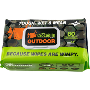 CROCODILE CLOTH BIODEGRADABLE OUTDOOR CLEANING CLOTH WIPES, 80 WIPES/PACK by Nuvik USA Inc