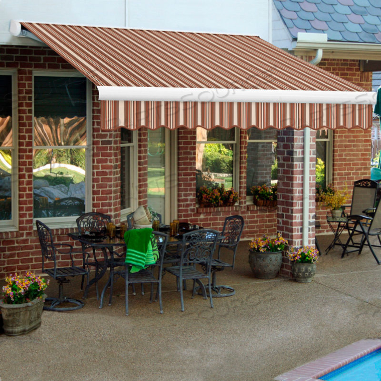 RETRACTABLE AWNING LEFT MOTOR 10'W X 8'D X 10"H BROWN/TERRA COTTA 