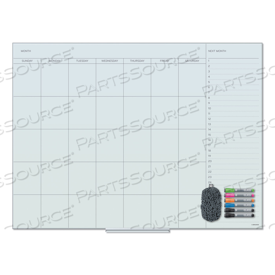 FLOATING GLASS DRY ERASE UNDATED ONE MONTH CALENDAR, 48 X 36, WHITE by U Brands FLOATING GLASS DRY ERASE UNDATED ONE MONTH CALENDAR, 48 X 36, WHITE by U Brands