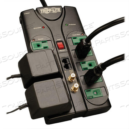 ECO GREEN A/V SURGE PROTECTOR RJ11 RJ45 COAX 8 OUTLET 8FT CORD 