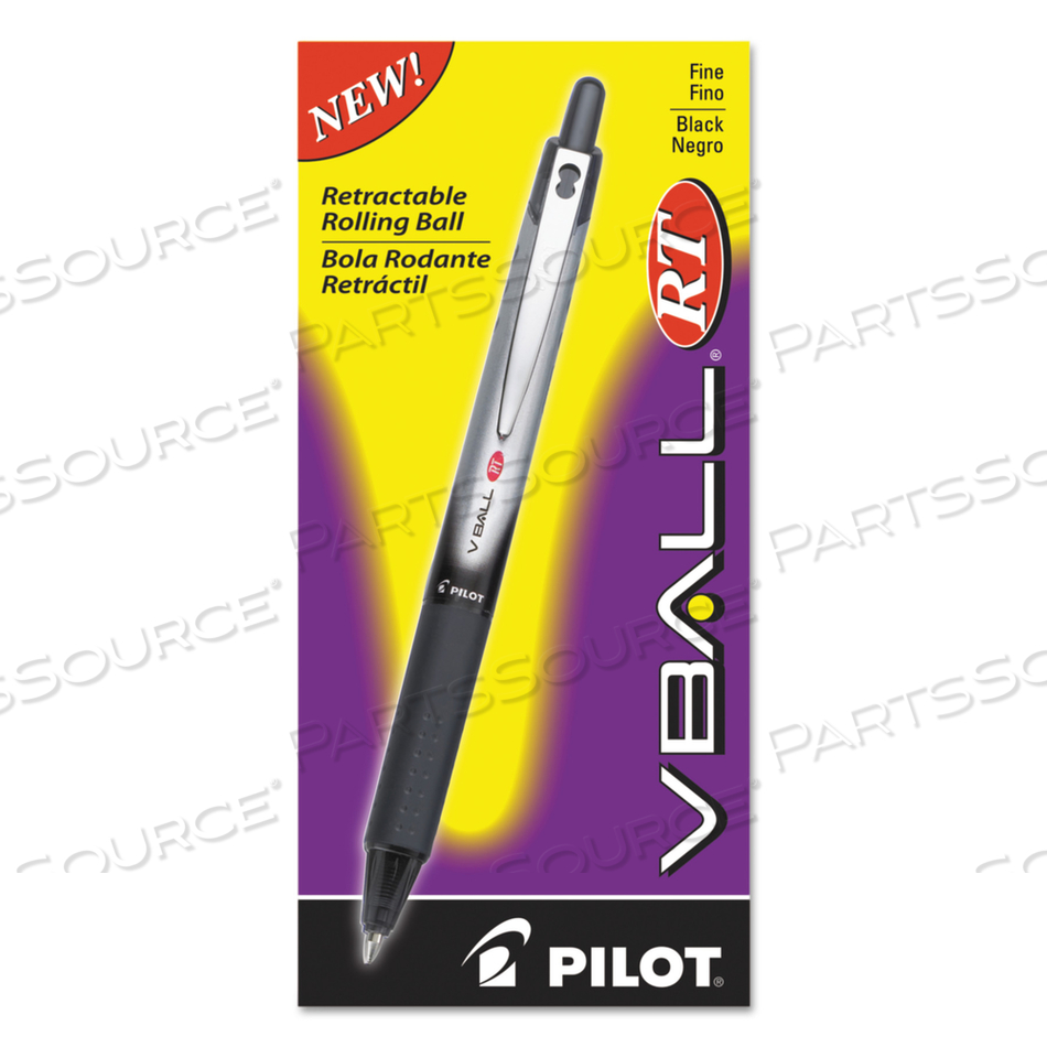 VBALL RT LIQUID INK ROLLER BALL PEN, RETRACTABLE, FINE 0.7 MM, BLACK INK, BLACK/WHITE BARREL by Pilot VBALL RT LIQUID INK ROLLER BALL PEN, RETRACTABLE, FINE 0.7 MM, BLACK INK, BLACK/WHITE BARREL by Pilot