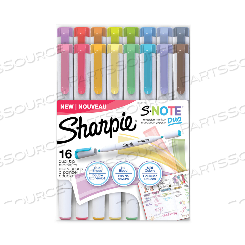 S-NOTE CREATIVE MARKERS, ASSORTED INK COLORS, BULLET/CHISEL TIP, WHITE BARREL by Sharpie S-NOTE CREATIVE MARKERS, ASSORTED INK COLORS, BULLET/CHISEL TIP, WHITE BARREL by Sharpie
