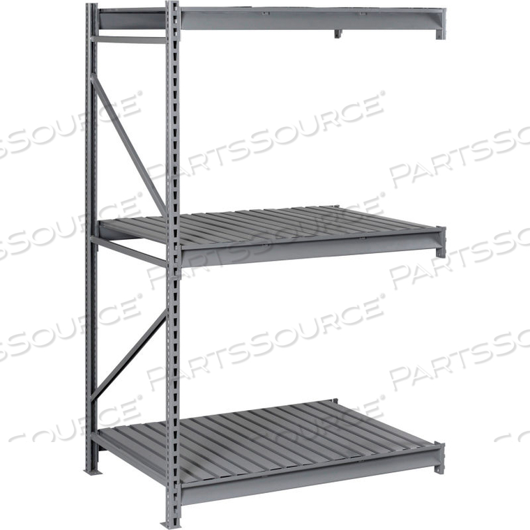 BULK STORAGE RACK - 96"W X 36"D X 72"H - ADD-ON - 3 SHELF LEVELS - STEEL DECK - MEDIUM GRAY by Tennsco Corp.