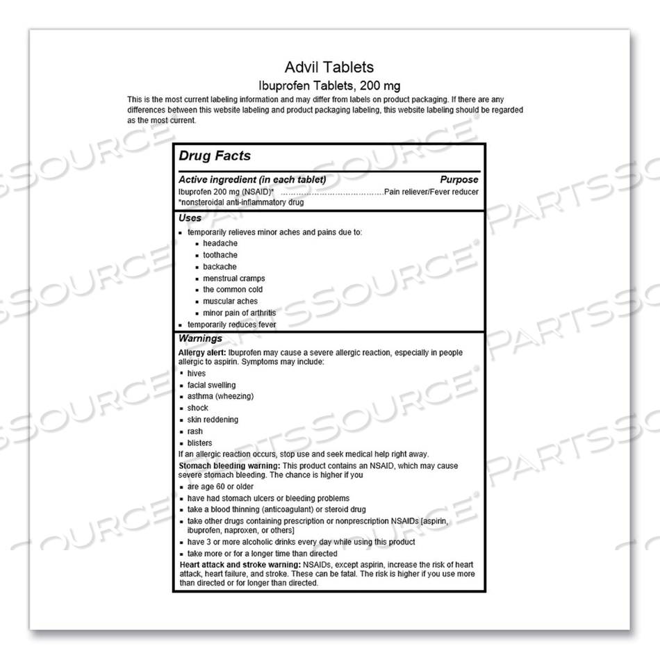 IBUPROFEN TABLETS, 200MG, REFILL PACK, TWO TABLETS/PACKET by Advil