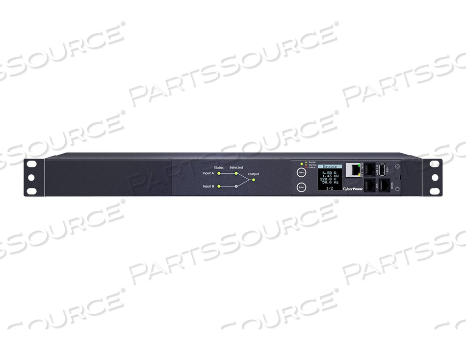 SWITCHED ATS PDU44006, POWER DISTRIBUTION UNIT (RACK-MOUNTABLE), AC 200-240 V, 1-PHASE, ETHERNET, SERIAL, INPUT: 2 X NEMA L6-20P, OUTPUT CON by CyberPower SWITCHED ATS PDU44006, POWER DISTRIBUTION UNIT (RACK-MOUNTABLE), AC 200-240 V, 1-PHASE, ETHERNET, SERIAL, INPUT: 2 X NEMA L6-20P, OUTPUT CON by CyberPower