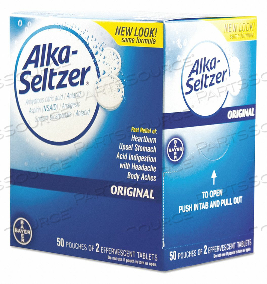 ANTACID AND PAIN RELIEF MEDICINE, 50 TWO-PACKS/BOX by Alka-Seltzer