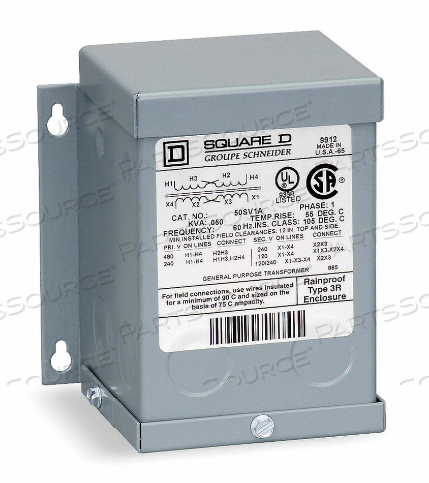 9T75F Square D THREE PHASE TRANSFORMER 9KVA 480VAC For Sale
