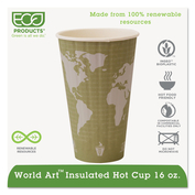 WORLD ART RENEWABLE AND COMPOSTABLE INSULATED HOT CUPS, PLA, 16 OZ, 40/PACKS, 15 PACKS/CARTON by Eco-Products