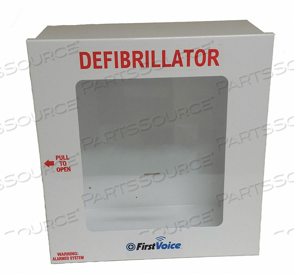 DEFIBRILLATOR STORAGE CABINET WHITE by First Voice DEFIBRILLATOR STORAGE CABINET WHITE by First Voice