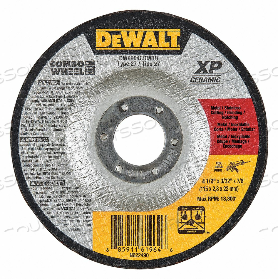 ABRASIVE CUT-OFF/GRIND WHEEL TYPE 27 by DeWalt ABRASIVE CUT-OFF/GRIND WHEEL TYPE 27 by DeWalt