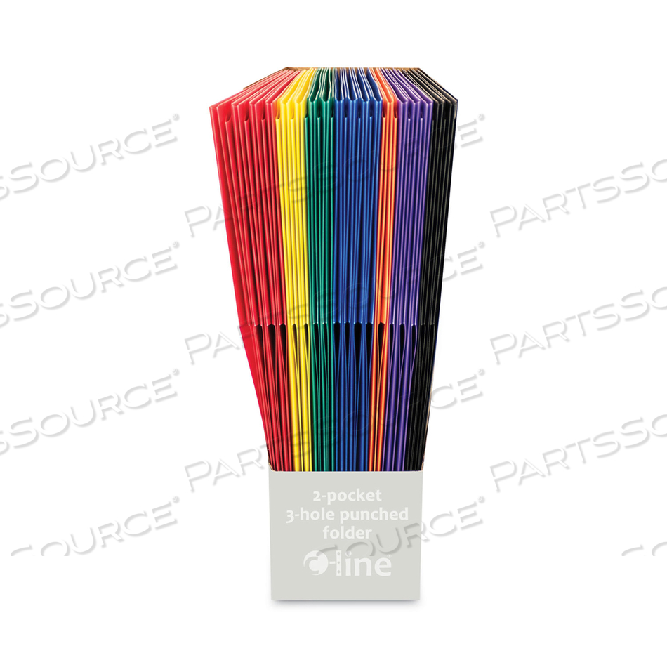 TWO-POCKET HEAVYWEIGHT POLY PORTFOLIO FOLDER, 3-HOLE PUNCH, 11 X 8.5, ASSORTED by C-Line