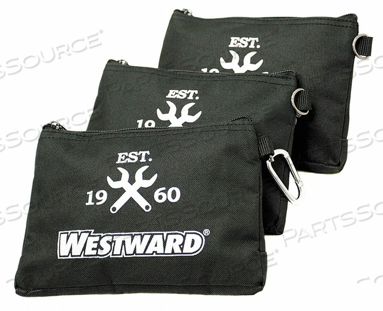 TOOL BAG SET, BAG STYLE FLAT ZIPPERED TOOL BAGS, MATERIAL POLYESTER, CLOSURE TYPE ZIPPER, NUMBER OF BAGS 3, OVERALL HEIGHT 6 IN, OVERALL DEP by Westward TOOL BAG SET, BAG STYLE FLAT ZIPPERED TOOL BAGS, MATERIAL POLYESTER, CLOSURE TYPE ZIPPER, NUMBER OF BAGS 3, OVERALL HEIGHT 6 IN, OVERALL DEP by Westward