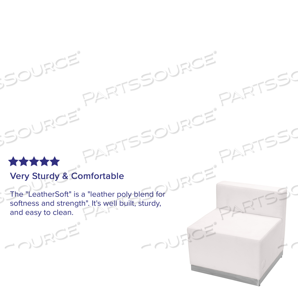 FLASH FURNITURE ARMLESS MODULAR LOUNGE CHAIR - LEATHER - MELROSE WHITE - HERCULES ALON SERIES by Flash Furniture