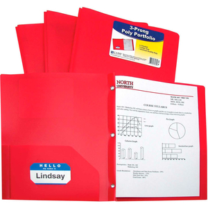 TWO-POCKET HEAVYWEIGHT POLY PORTFOLIO FOLDER WITH PRONGS, RED, 25 FOLDERS/SET by C-Line