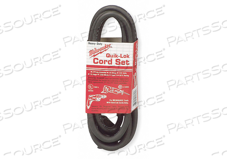 POWR TOOL CORD 5-15P 8 FT. 10A 18/3 125V by Milwaukee Electric Tools