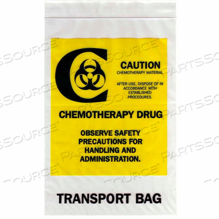 RECLOSABLE CHEMOTHERAPY DRUG TRANSPORT BAGS, 4 MIL, 12" X 15", CLEAR, CASE OF 500 by Laddawn Products Co