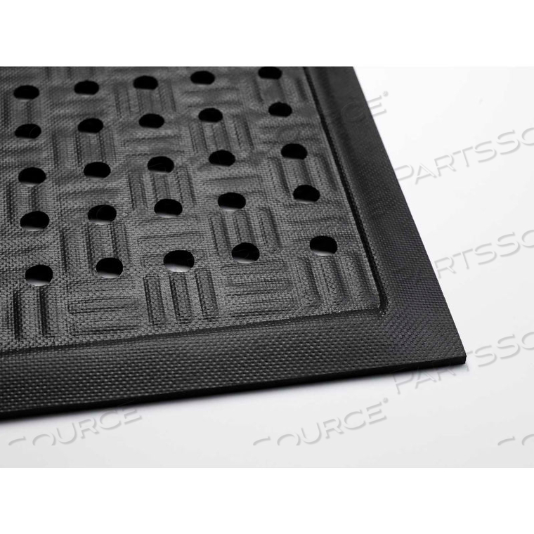 CUSHION STATION ANTI FATIGUE MAT W/HOLES 7/16" THICK 3' X 16' BLACK by Andersen Company