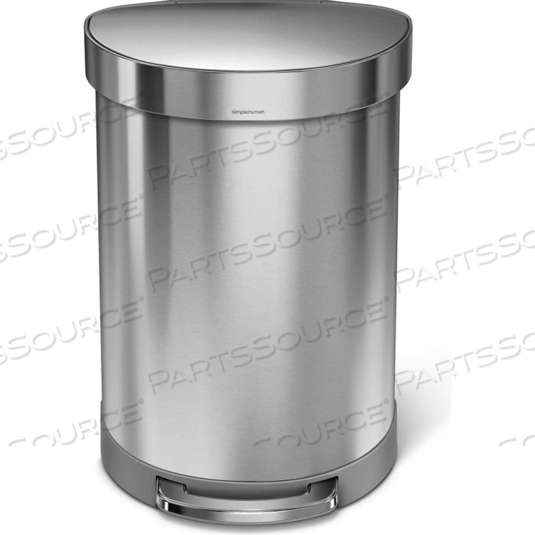 SEMI-ROUND STEP CAN, 16 GALLON BRUSHED SS by Simplehuman