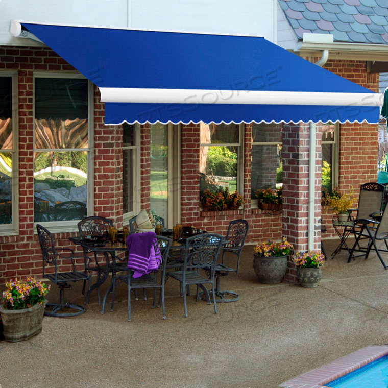 RETRACTABLE AWNING MANUAL 14'W X 10'D X 10"H BRIGHT BLUE 