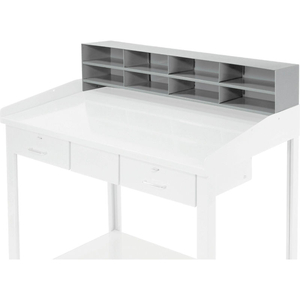 8 PIGEONHOLE COMPARTMENT RISER FOR PUCEL 48"W EXTRA-WIDE SHOP DESK - GRAY by Pucel Enterprises