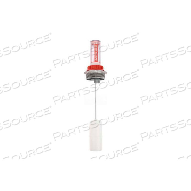 IBC/TANK OVERFILL ALERT GAUGE, ALUMINUM BUSHING, GALVANIZED ROD, PP FLOAT, 1-1/2" FITTING, 12" DEPTH 