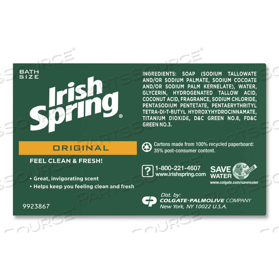 BAR SOAP, CLEAN FRESH SCENT, 3.75 OZ, 3 BARS/PACK by Irish Spring BAR SOAP, CLEAN FRESH SCENT, 3.75 OZ, 3 BARS/PACK by Irish Spring