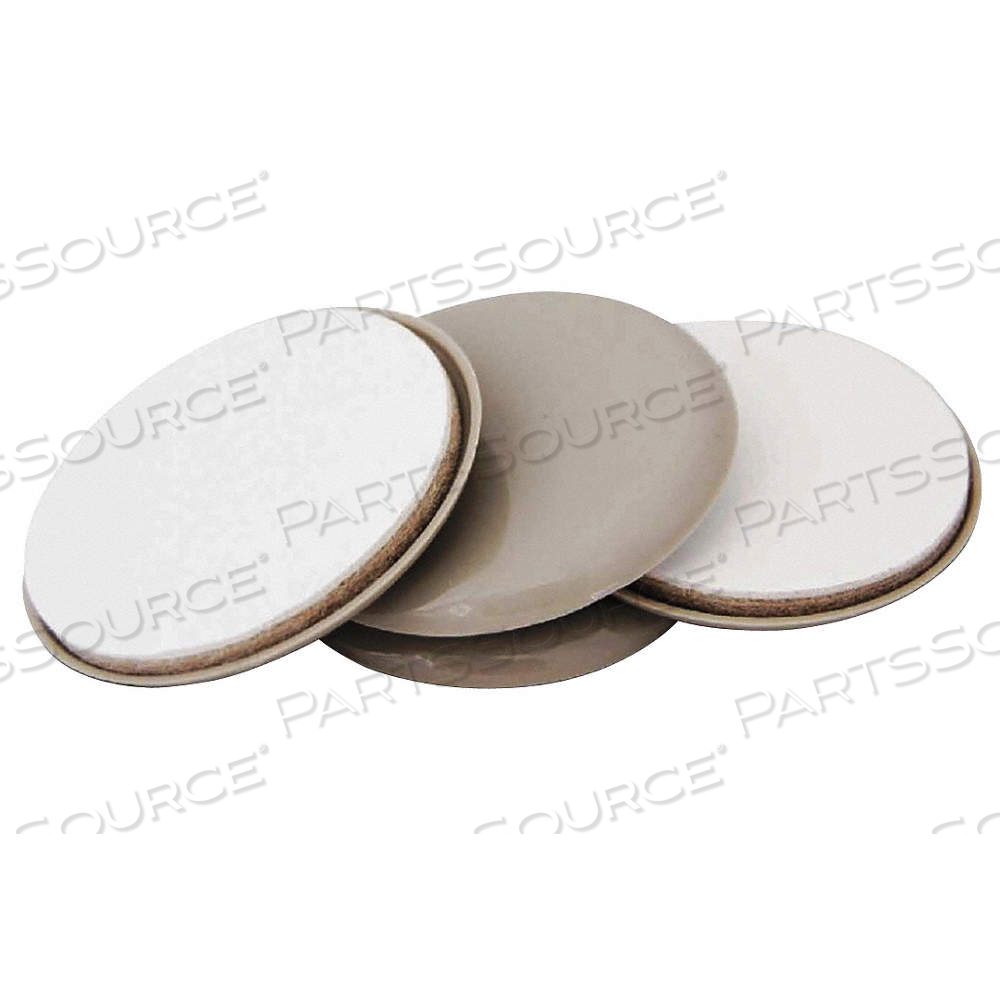 FURNITURE GLIDES, PLASTIC, ROUND, TAN, 1 11/16 IN OVERALL DIA, 1/4 IN OVERALL HT by Approved Vendor