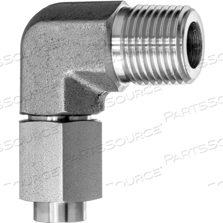 316 SS 37 DEGREE FLARED FITTING - 90 DEGREE ELBOW ADAPTER FOR 1/4" TUBE OD X 1/8" NPT MALE THREAD 