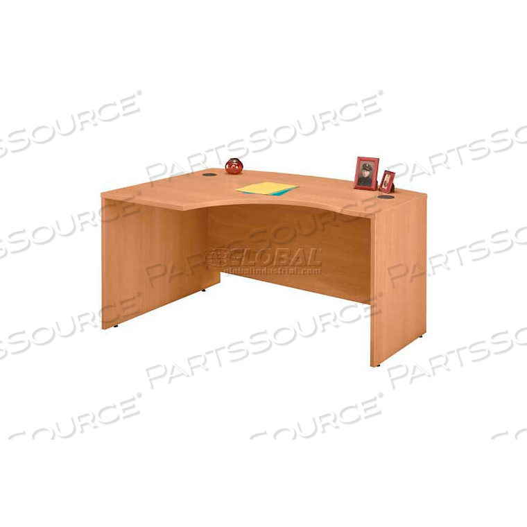 LEFT HAND WOOD DESK WITH BOW FRONT - LIGHT OAK - SERIES C 