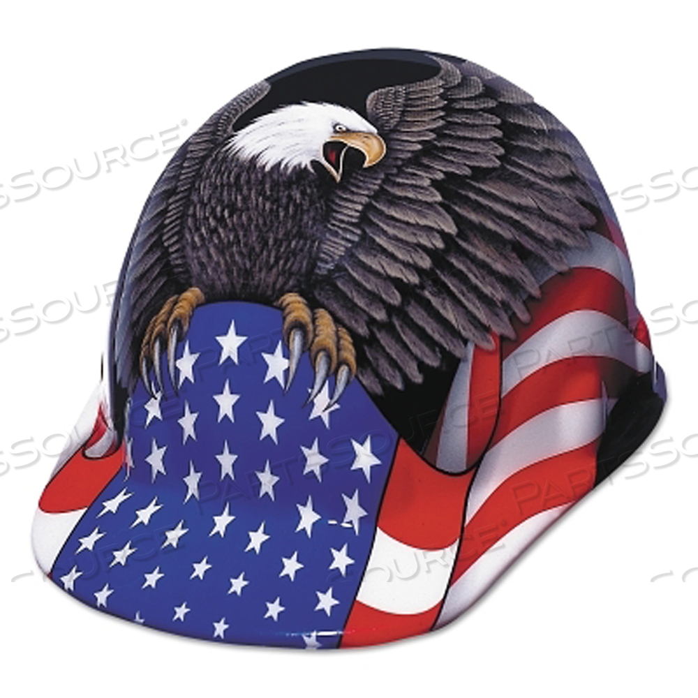 SUPEREIGHT E2 SERIES HARD CAP, 8-POINT RATCHET, SPIRIT OF AMERICA GRAPHICS by Fibre-Metal SUPEREIGHT E2 SERIES HARD CAP, 8-POINT RATCHET, SPIRIT OF AMERICA GRAPHICS by Fibre-Metal