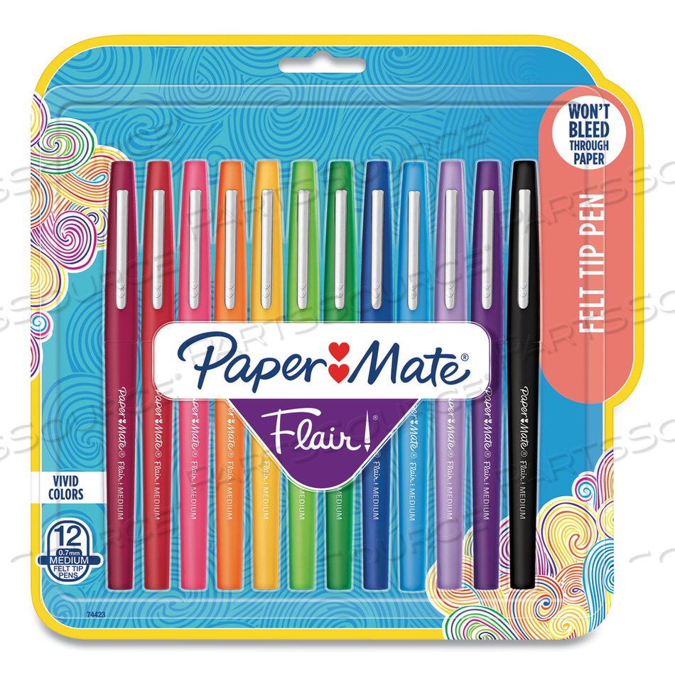 POINT GUARD FLAIR FELT TIP POROUS POINT PEN, STICK, MEDIUM 0.7 MM, ASSORTED INK AND BARREL COLORS by Paper Mate