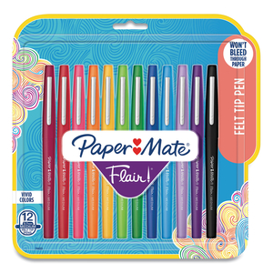 POINT GUARD FLAIR FELT TIP POROUS POINT PEN, STICK, MEDIUM 0.7 MM, ASSORTED INK AND BARREL COLORS, 12/PACK by Paper Mate POINT GUARD FLAIR FELT TIP POROUS POINT PEN, STICK, MEDIUM 0.7 MM, ASSORTED INK AND BARREL COLORS, 12/PACK by Paper Mate