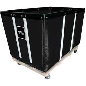 16 BU-STD-DUTY BASKET TRUCKS BY ROYAL - VINYL LINER - 40"L X 28"W 36-1/2"H 4 SWIVEL CASTERS-BLACK by Royal Basket Trucks