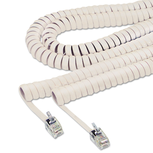 COILED PHONE CORD, PLUG/PLUG, 25 FT, IVORY by Softalk