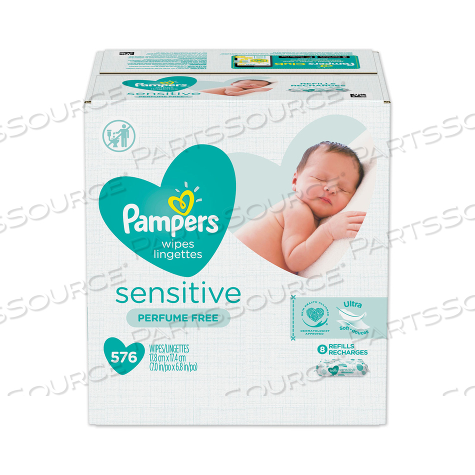 SENSITIVE BABY WIPES, COTTON, 6.8 X 7, UNSCENTED, WHITE 