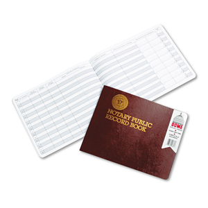 NOTARY PUBLIC RECORD BOOK, 10 COLUMN FORMAT, MAROON COVER, 10.5 X 8.25 SHEETS, 32 SHEETS/BOOK by Dome